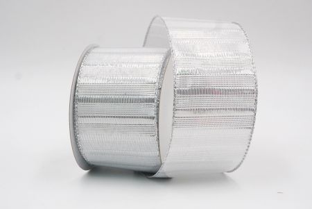 Silver Metallic Vertical Stripe Lines Ribbon_KF8186G-1