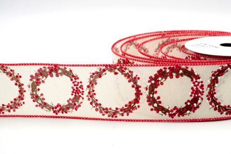 Ruban de conception de couronne d'automne blanc crème/rouge_KF8213GC-2-7