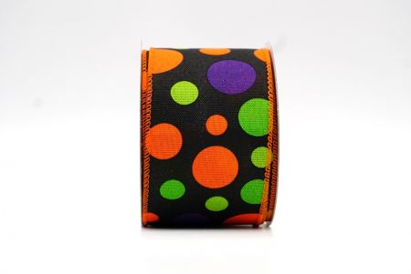 Black/Orange Wired Multi-Colored Polka Dot Ribbon_KF8215GC-53-54