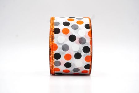 White/Orange Wired Multi-Colored Polka Dot Ribbon_KF8217GC-1-54