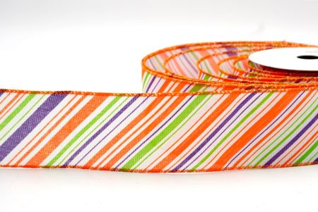 Purple/Orange Wired Slanting Stripe Design Wired Ribbon_KF8219GC-1-54