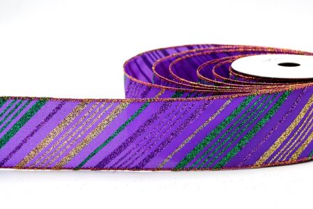 Purple Slanting Stripe Design Wired Ribbon_KF8222GZ-34