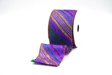 Purple Slanting Stripe Design Wired Ribbon_KF8222GZ-34