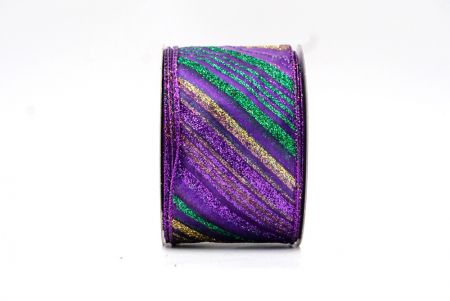 Purple/Sheer Slanting Stripe Design Wired Ribbon_KF8223GP-34