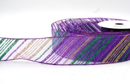 Фиолетовая/полупрозрачная лента с наклонной полосой дизайна с проволокой_KF8223GP-34