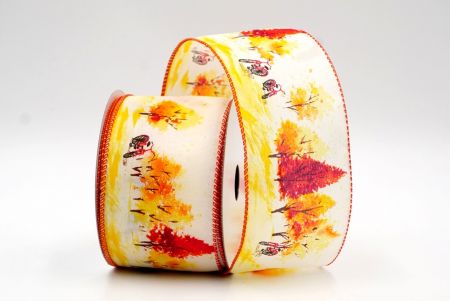 Cinta con cable de paisaje de otoño y bayas impresas en color crema_KF8224GC-2-222