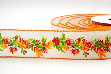 White_Printed Autumn Scenery and Berries Wired Ribbon_KF8225GC-2-41