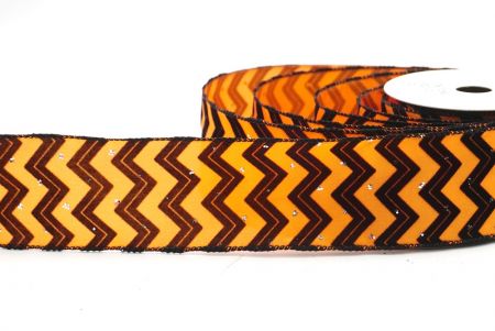 Оранжевая бархатная лента в зигзаге_KF8232C-41-53