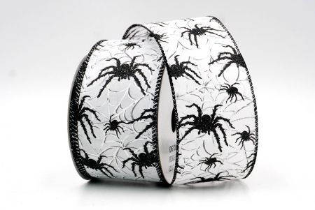 Biała wstążka na Halloween z przewodami w kształcie pająka_KF8236GC-1-53