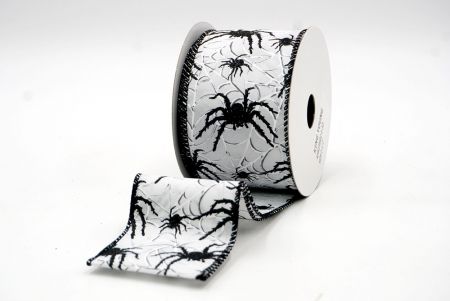Biała wstążka na Halloween z przewodami w kształcie pająka_KF8236GC-1-53