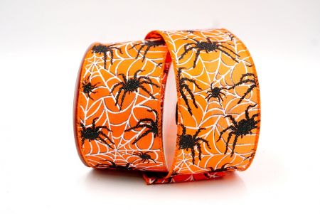 Pomarańczowa wstążka na Halloween z przewodami w kształcie pająka_KF8236GC-54-54