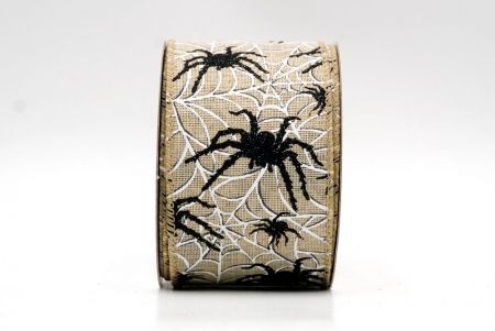 Khaki_Halloween Spider Wired Ribbon_KF8237GC-13-183