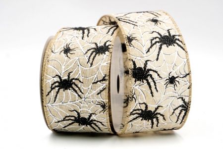 Khaki wstążka na Halloween z przewodami w kształcie pająka_KF8237GC-13-183