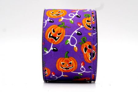 Cinta con cable de calabaza y luces para Halloween en color violeta_KF8248GC-34-34