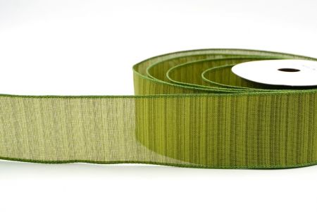 Зеленая полосатая лента из искусственного бурлапа с проводом Green_KF8263GC-3-222