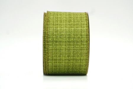 Ruban en toile de jute uni de couleur vert matcha avec fil métallique KF8265GC-3-185