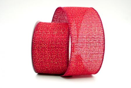 Red/Gold_Glitter Faux Burlap Wired Ribbon_KF8266GC-8G-8