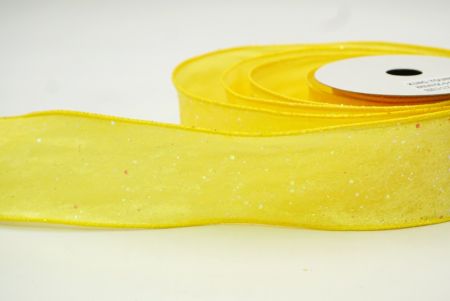 Yellow/Silver Sparked Glitters Design Ribbon_KF8267GC-6-6
