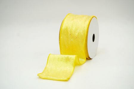 Yellow/Silver Sparked Glitters Design Ribbon_KF8267GC-6-6