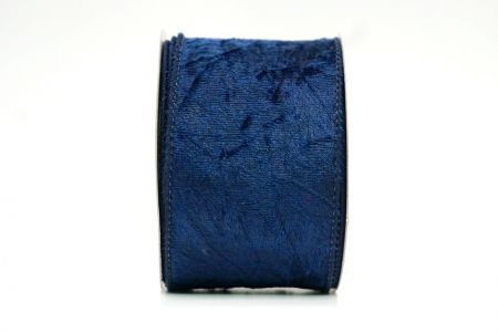 Ruban en velours froissé bleu marine avec fil métallique_KF8270GC-4-4