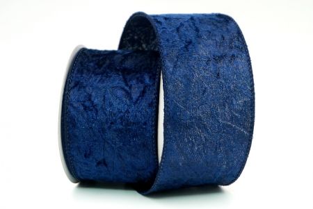 Ruban en velours froissé bleu marine avec fil métallique_KF8270GC-4-4