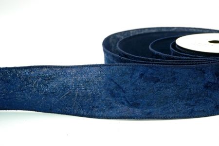 Cinta de terciopelo arrugado azul marino con cable_KF8270GC-4-4