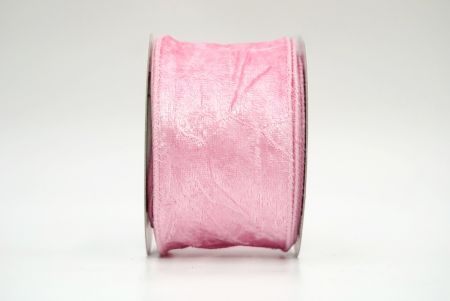 Ruban en velours froissé rose avec fil métallique_KF8270GC-5-5