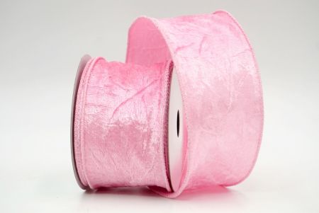 Розовая мятая бархатная проволочная лента_KF8270GC-5-5