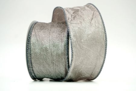 Ruban en velours froissé gris avec fil métallique_KF8270GC-50-123
