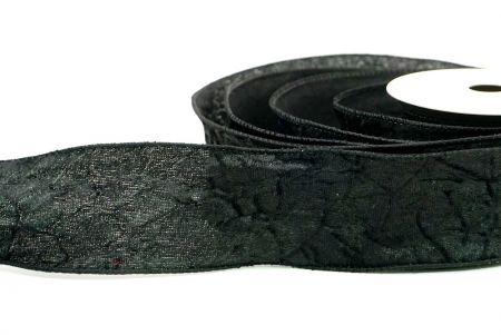 Ruban en velours froissé noir avec fil métallique_KF8270GC-53-53