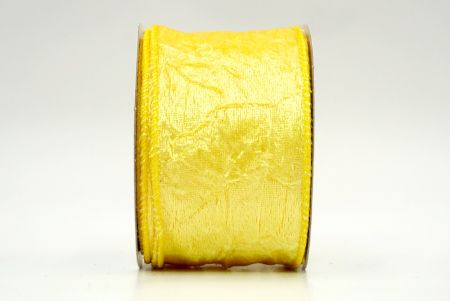 Ruban en velours froissé jaune avec fil métallique_KF8270GC-6-6