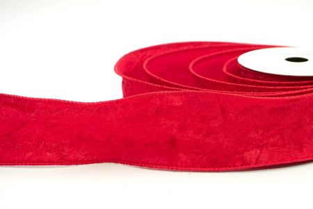 Ruban en velours froissé rouge avec fil métallique_KF8270GC-7-7