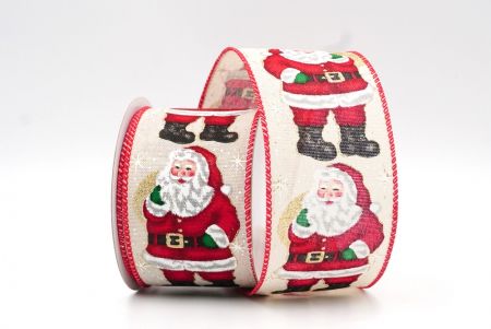 Cream White/Red Jolly Santa Claus Design Ribbon_KF8271GC-13-7