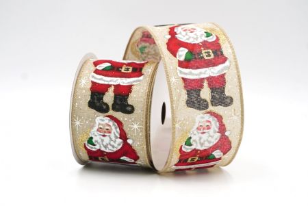 Hellbraunes Band mit fröhlichem Weihnachtsmann-Design_KF8271GC-14-183