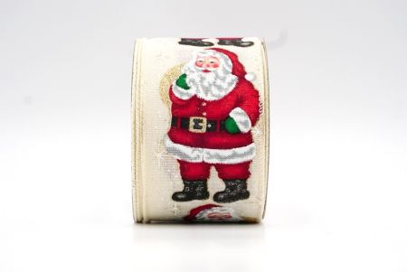 Cream White Jolly Santa Claus Design Ribbon_KF8271GC-2-2