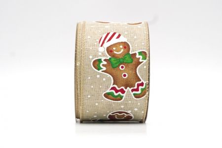 Light Brown Festive Gingerbread Design Ribbon_KF8273GC-13-183