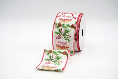 White/Red Christmas Holly Design Ribbon_KF8277GC-2-7