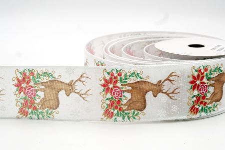 White Reindeer Garland Design Ribbon_KF8284GC-1-1