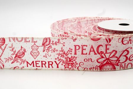 Белая/красная праздничная ленточка с рождественским дизайном_KF8287GC-1R-2