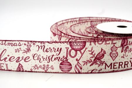 White/Burgundy Festive Christmas Design Ribbon_KF8287GC-2U-8