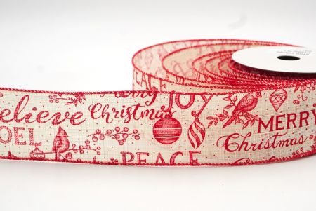 Ленточка с праздничным рождественским дизайном Хаки/Красный_KF8288GC-2R-7