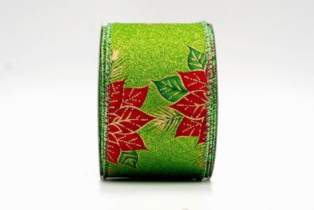 Nastro con filo verde dal bellissimo design di Poinsettia_KF8297GI-3