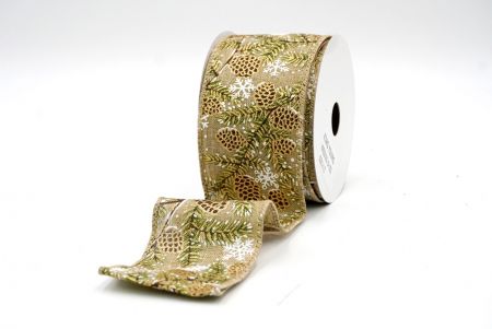 Natural_Glittery Spruce Cone Wired Ribbon_KF8301GC-14-183