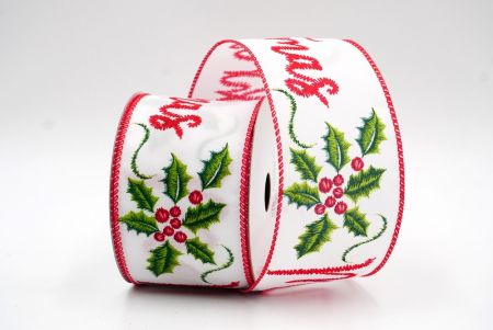 Білий зимовий гіллястий горіх та стрічка з Різдвом Христовим_KF8307GC-1-7