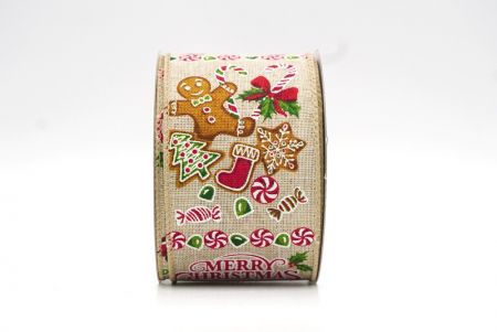 Cinta de dulces navideños en marrón claro y camión de árbol de Navidad_KF8309GC-13-183