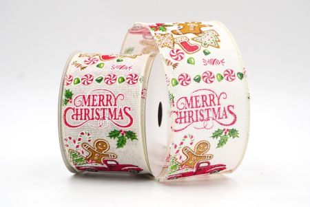 Cinta de dulces navideños en crema blanca y camión de árbol de Navidad_KF8309GC-2-2