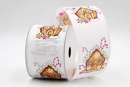 White_Gingerbread House Wired Ribbon_KF8312GN-1