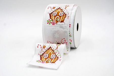 White_Gingerbread House Wired Ribbon_KF8312GN-1