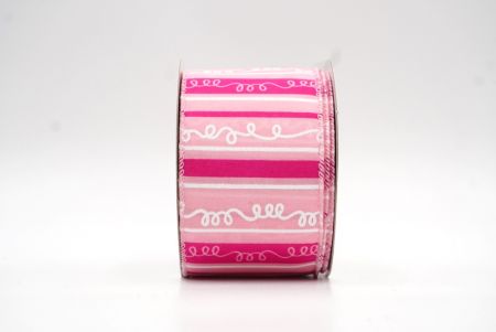 Pink Christmas Stripes Design Wired Ribbon_KF8315GC-5-5