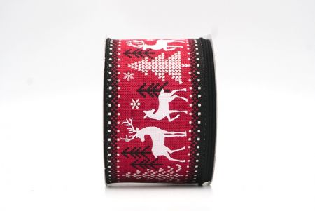 شريط سلكي أحمر/أسود بتصميم الغزلان في عيد الميلاد_KF8319GC-8-53